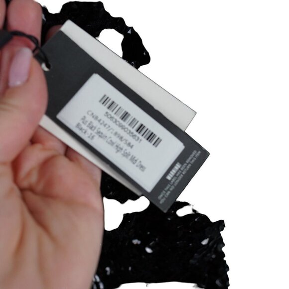 Black Sequin Party Dress Cowl Neck Strappy Backless Slit Maxi Evening Gown - Picture 12 of 15